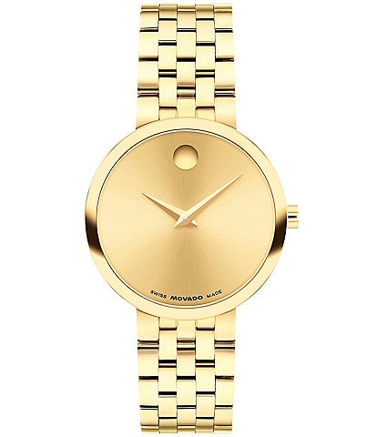 Movado Women's Museum Classic Quartz Analog Light Yellow PVD Coated Stainless Steel Bracelet Watch