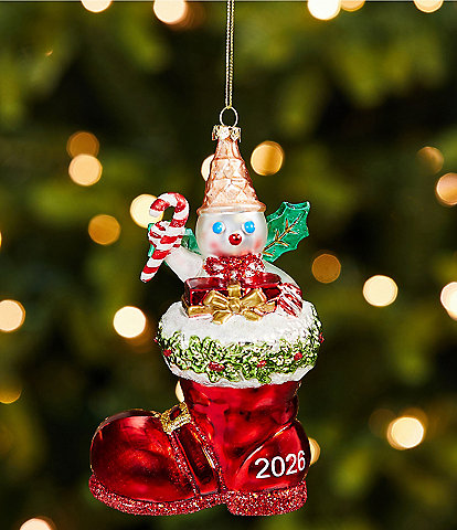 Mr. Bingle 2026 Dated Bingle In Santa's Boot Glass Ornament