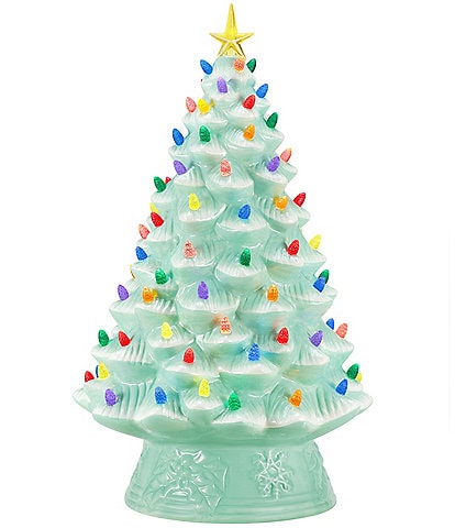 Mr. Christmas 18-Inch LED -Lightning Nostalgic Seafoam Ceramic Christmas Tree