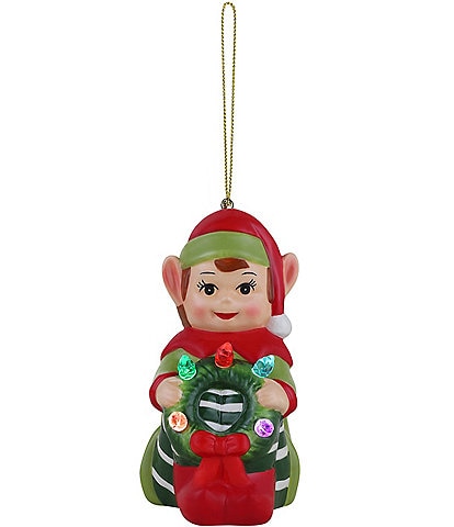 Mr. Christmas 4.5#double; Nostalgic Ceramic LED Elf Ornament