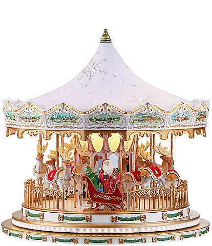 Mr. Christmas LED Lighted & Animated Deluxe Crystal White Carousel Figurine