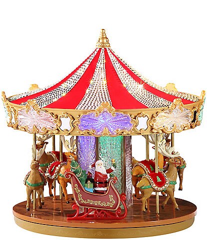 Mr. Christmas LED Light-Up Glass Embellished Very Merry Musical Carousel