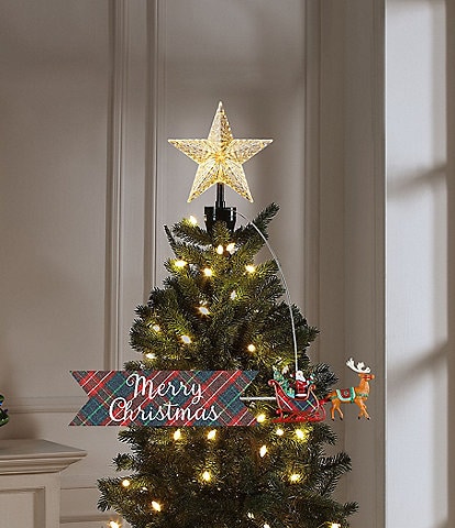 Mr. Christmas Merry Christmas LED Classic Plaid Animated Tree Topper