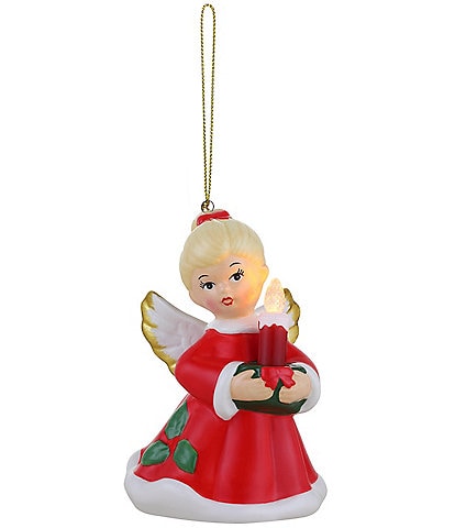Mr. Christmas Nostalgic Ceramic Lit Angel with Candle Tree Ornament