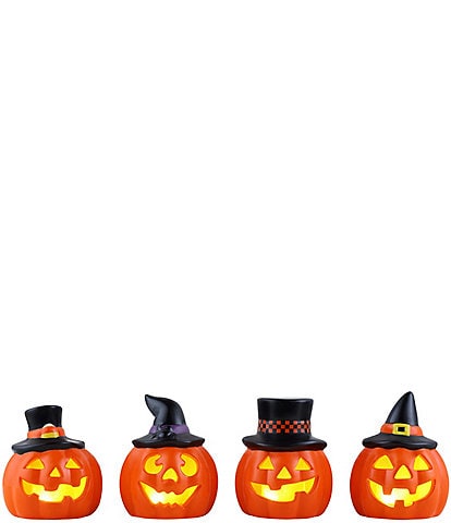 Mr. Halloween LED Illuminated Assorted Mini Ceramic Jack-O-Lantern, Set of 4