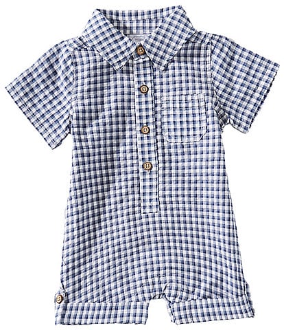Mud Pie Baby Boy Sleeveless Gingham Shortall