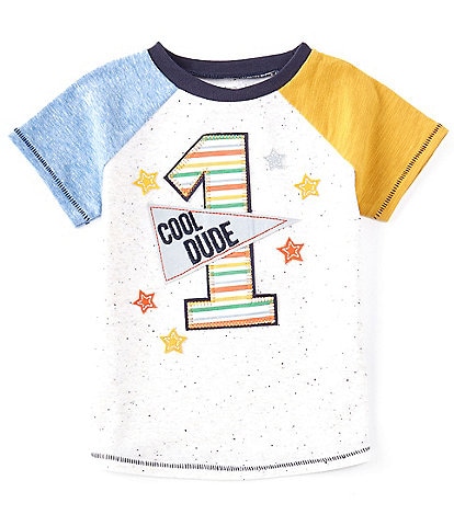 Mud Pie Baby Boys 12-18 Months Raglan Short-Sleeve First Birthday Boy T-Shirt