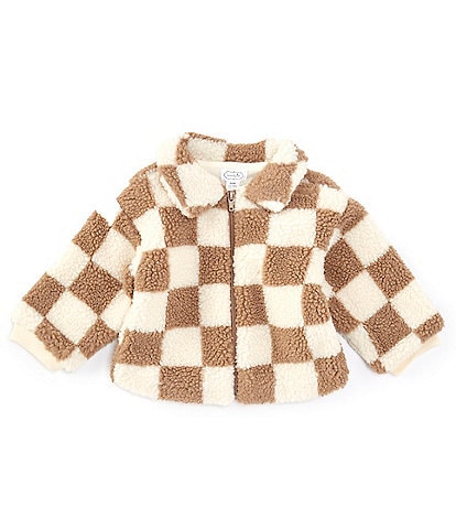 Mud Pie Baby Boys 12 Months-3T Long Sleeve Checked Faux-Sherpa Jacket