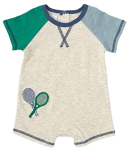 Mud Pie Baby Boys 3-12 Months Short-Sleeve Tennis-Themed Color Block Shortall
