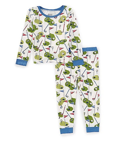 Mud Pie Baby Boys 9-18 Months Long-Sleeve Golf-Theme-Printed Top & Matching Pajama Pant Set