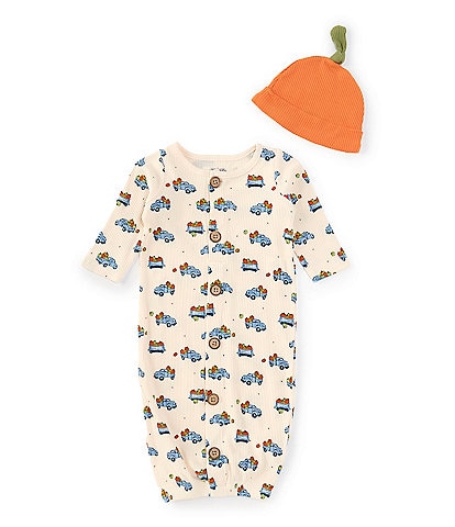 Mud Pie Baby Boys Newborn-3 Months Long-Sleeve Pumpkin Truck Gown