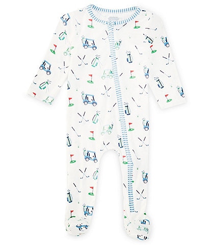 Mud Pie Baby Boys Newborn-9 Months Long Sleeve Golf-Theme-Printed Footed Coverall
