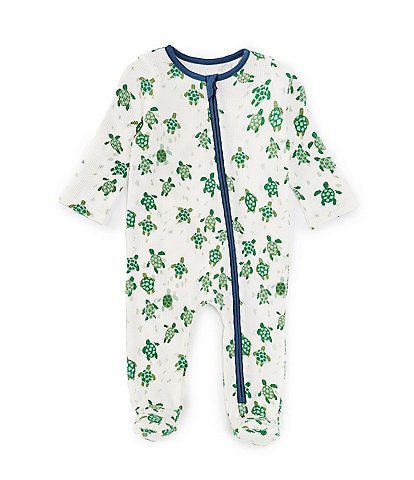 Mud Pie Baby Boys Newborn-9 Months Long Sleeve Turtle Tracks Waffle-Knit Footie Coverall