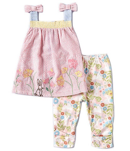 Mud Pie Baby Girls 12/18 Months Easter Bunny/Floral Dress & Coordinating Leggings Set