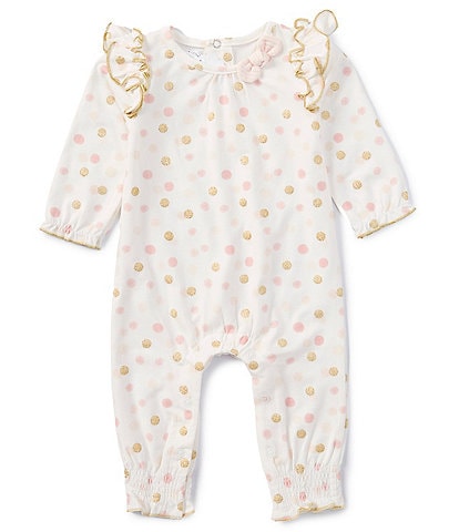 Mud Pie Baby Girls 3-12 Months Long Sleeve Dotted Coverall