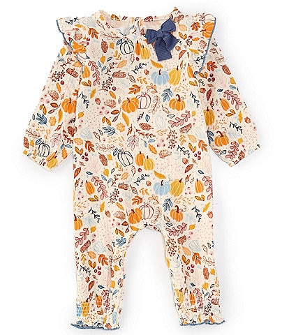 Mud Pie Baby Girls 3-12 Months Long Sleeve Pumpkin/Floral Coverall