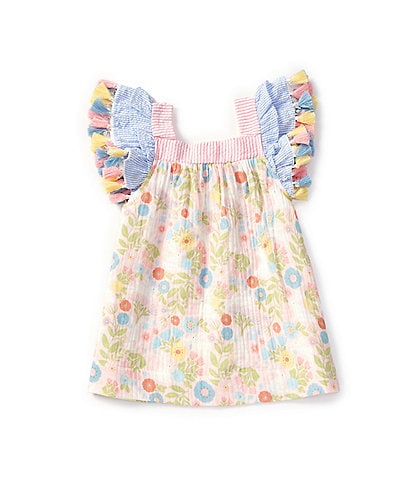 Mud Pie Baby Girls 3-18 Months Flutter-Sleeve Printed Babydoll Dress