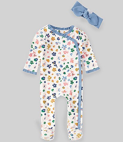 Mud Pie Baby Girls Newborn-9 Months Long Sleeve Rainbow Leopard Printed Footed Coverall