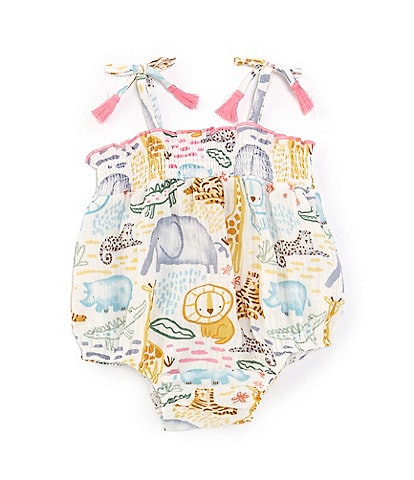 Mud Pie Baby Girls Newborn-9 Months Sleeveless Jungle-Printed Gauze Bodysuit