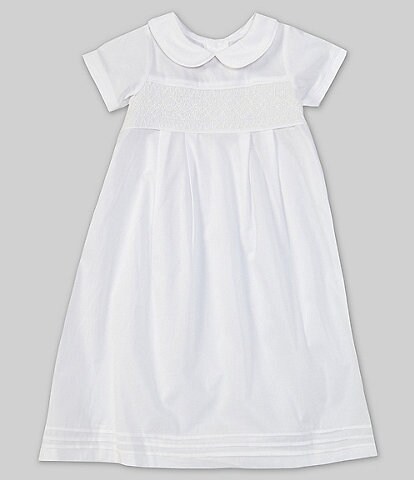 Mud Pie Baby Newborn-6 Months Short-Sleeve Smocked Christening Gown