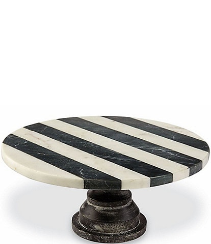 Mud Pie Black and White Striped Marble Cake Pedestal