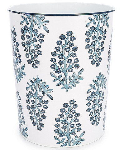 Mud Pie Block Print Ceramic Wastebasket
