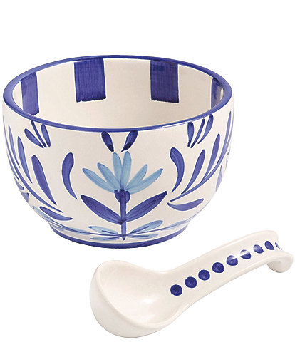 Mud Pie Blue Willow Collection Floral Salsa Tidbit Bowl Set