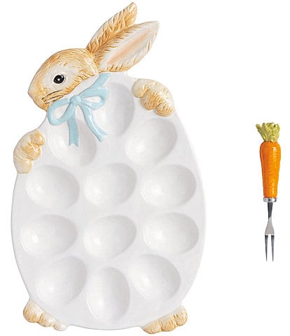 Mud Pie Bunny Deviled Egg Platter Set