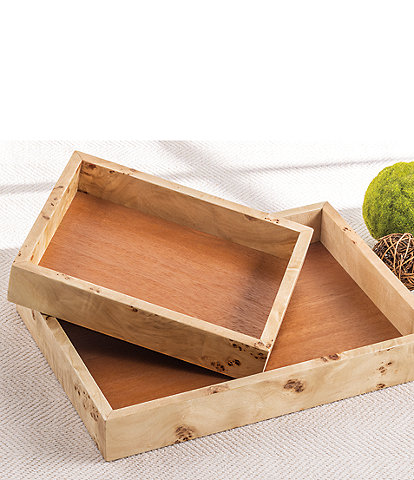Mud Pie Burl Wood Tray Set
