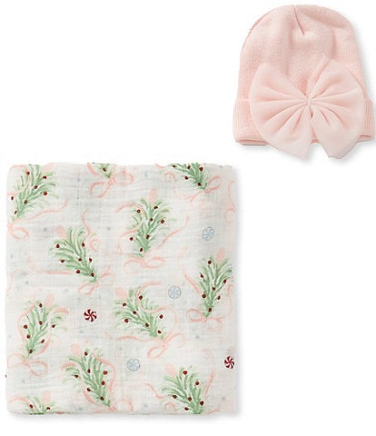 Mud Pie Christmas Tree Swaddle Blanket & Hat Set