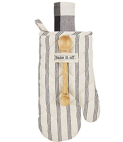 Mud Pie Circa Collection #double;Bake It Off#double; Oven Mitt & Towel 3-Piece Set