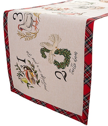 Mud Pie Classic Christmas 12 Days of Christmas Table Runner, 72#double;