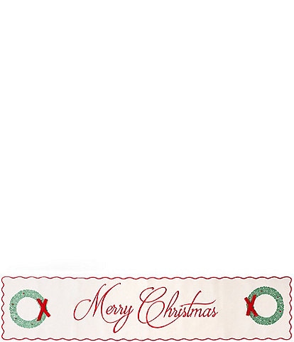 Mud Pie Classic Christmas Collection "Merry Christmas" Wreath Runner, 72"