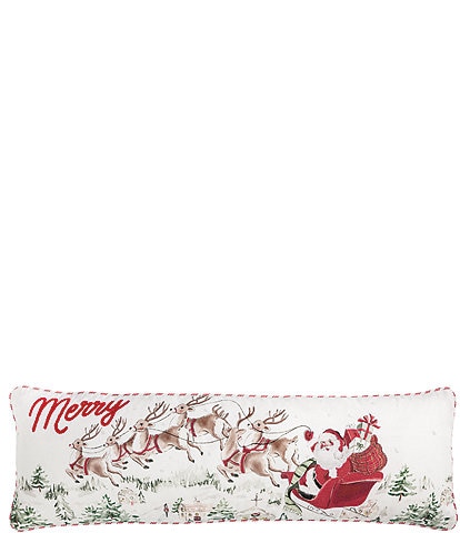 Mud Pie Classic Christmas Collection Santa Scene Long Lumbar Pillow