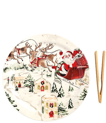 Mud Pie Classic Christmas Santa Scene Plate Set