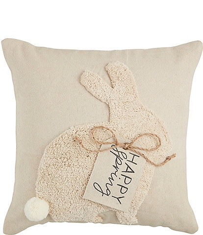 Mud Pie Easter Collection Happy Spring Bunny Tufted Square Pillow