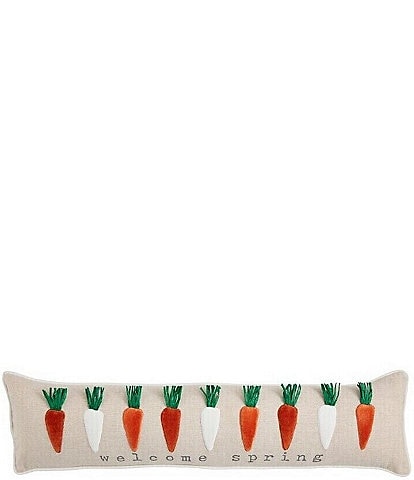 Mud Pie Easter Collection Welcome Spring Velvet Carrot Applique Pillow
