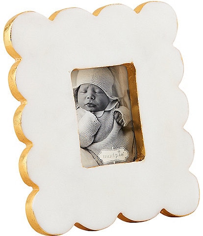 Mud Pie Everyday Entertaining Rectangle Scalloped Marble Picture Frame