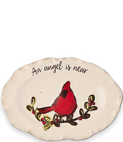 Mud Pie Farmhouse Christmas Cardinal Sentiment An Angel Platter