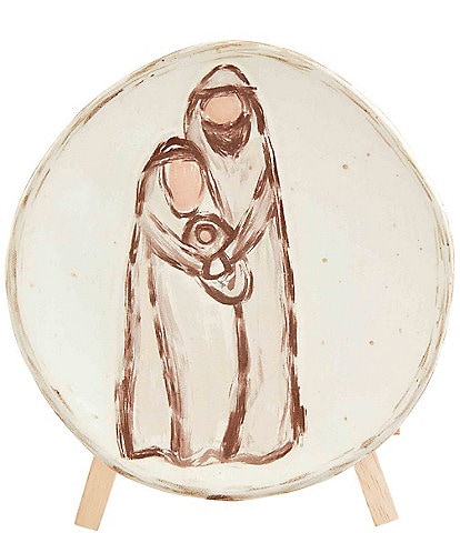 Mud Pie Farmhouse Christmas Mary and Joseph Nativity Plate Stand Sets