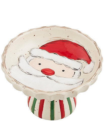 Mud Pie Farmhouse Christmas Santa Candy Pedestal Dish