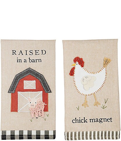 Mud Pie Farmhouse Collection Animal Hand Towels, Set of 2