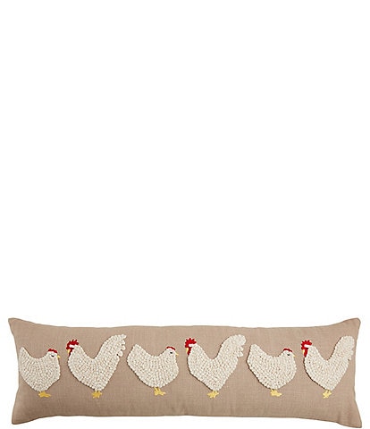 Mud Pie Farmhouse Collection Chicken Hen Rooster Pattern Lumbar Pillow