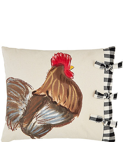 Mud Pie Farmhouse Collection Handpainted Rooster Canvas Square Pillow