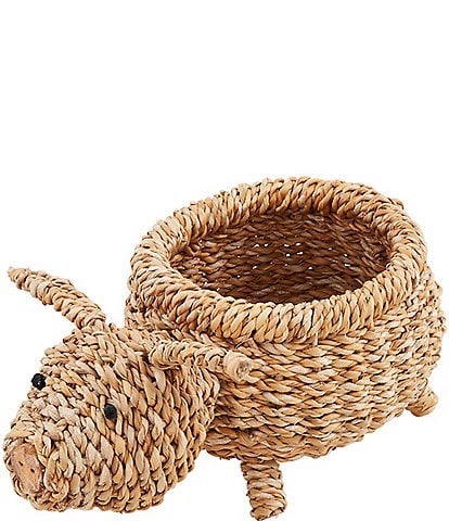 Mud Pie Farmhouse Collection Pig Woven Animal Figural Planter