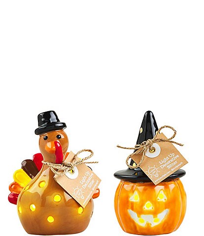 Mud Pie Festive Fall Collection Thanksgiving Light-Up Turkey Sitter Figurines