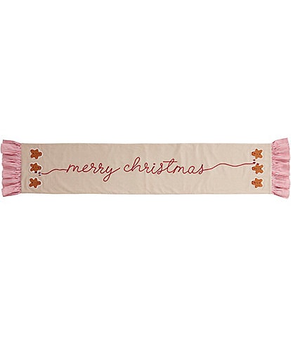 Mud Pie Gingerbread Lane Collection "Merry Christmas" Crochet Runner, 72"