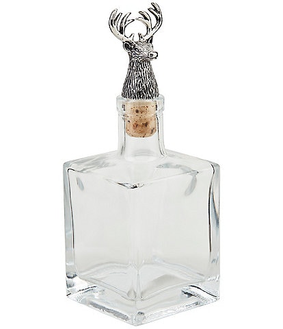 Mud Pie Good Tidings Large Metal Deer Glass Decanter