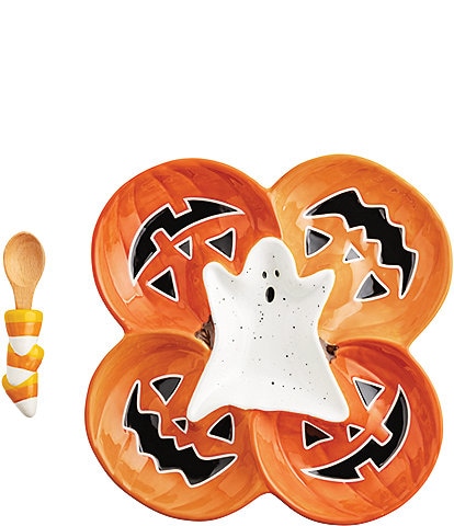 Mud Pie Halloween Collection Glow Pumpkin Section Server Set