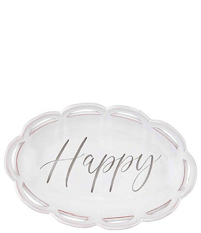 Mud Pie Happy Everything Scalloped Happy Oval Bowl